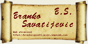 Branko Savatijević vizit kartica